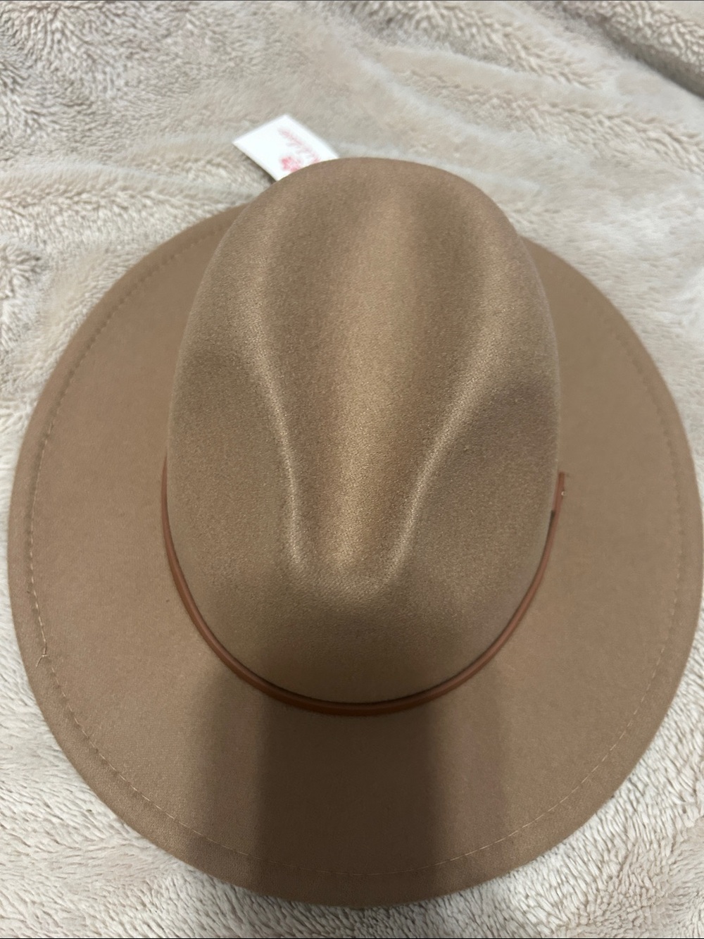 NWT Women's Brown Felt Fedora with Slim Leather Band